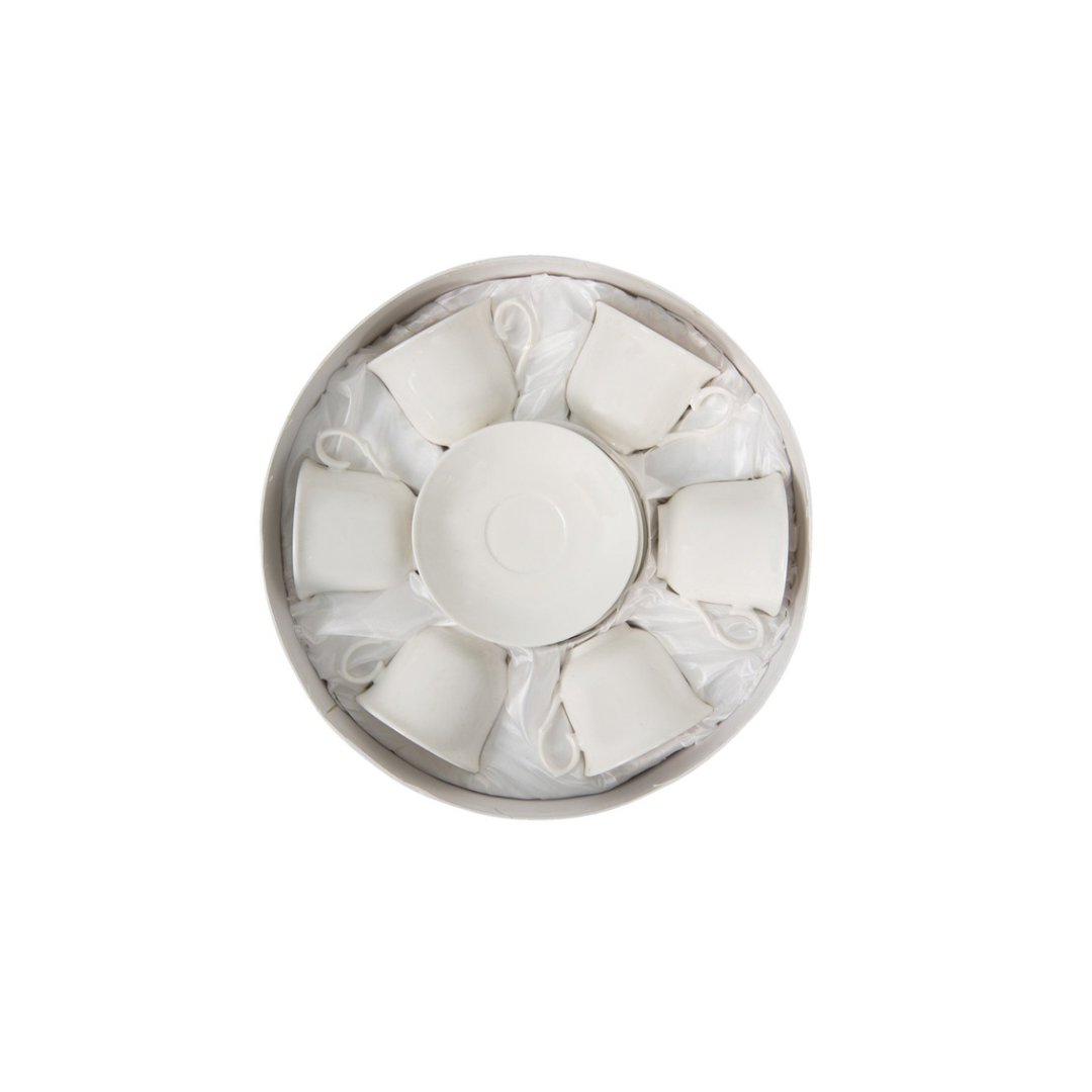 Kop en schotel, set van zes. Porselein.