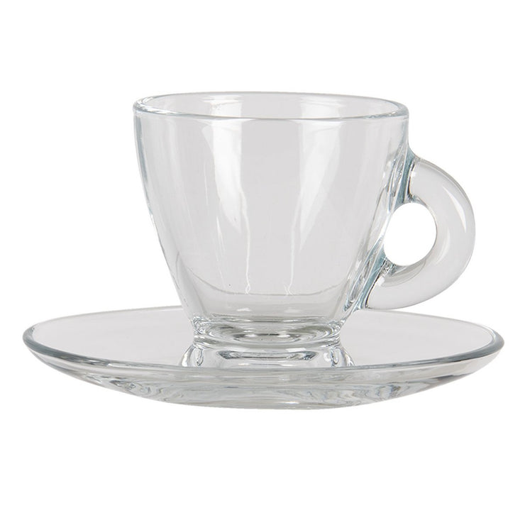 Glass cups with saucer - 2 PIECES