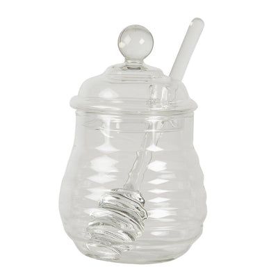 Glass honey jar with spoon 